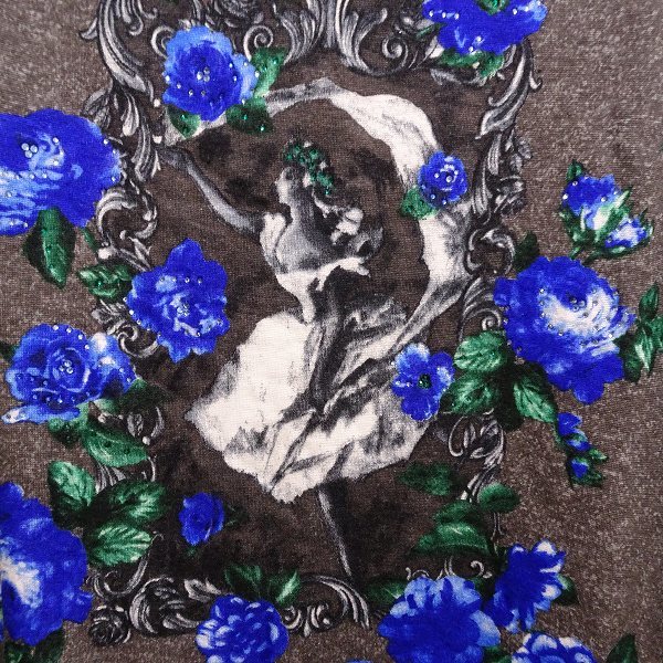 #anc GKITALIYA Italiya cut and sewn 13 серый синий большой размер цветочный принт стразы женский [824527]