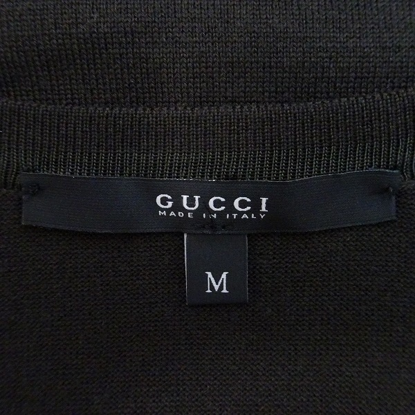 #anc グッチ GUCCI ニット カットソー M こげ茶 ノースリーブ Vネック イタリア製 レディース [620318]_画像7