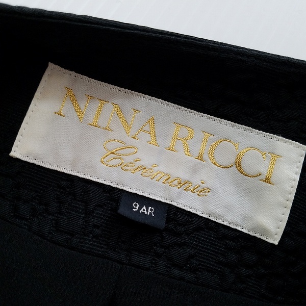 #anc ニナリッチ NINARICCI スカートスーツ 9 黒 ツーピース ノーカラー フォーマル シルク混 レディース [816365]_画像5
