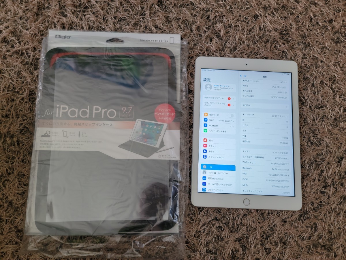 中古 iPad 第5世代 Wi-Fi+Cellular 32GB シルバー SIMフリー おまけ