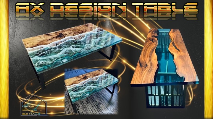 卸売 デザインテーブル　R_river　エポキシ樹脂　レジン　オーダーメイド　木製テーブル　樹脂テーブル　テーブル　デスク　a 木材