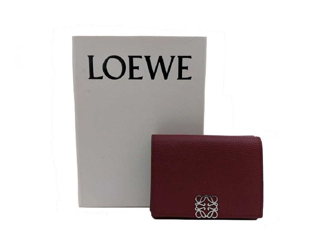 未使用品！LOEWE【ロエベ】アナグラム トライフォールドウォレット コンパクト 三つ折り財布 （4224）