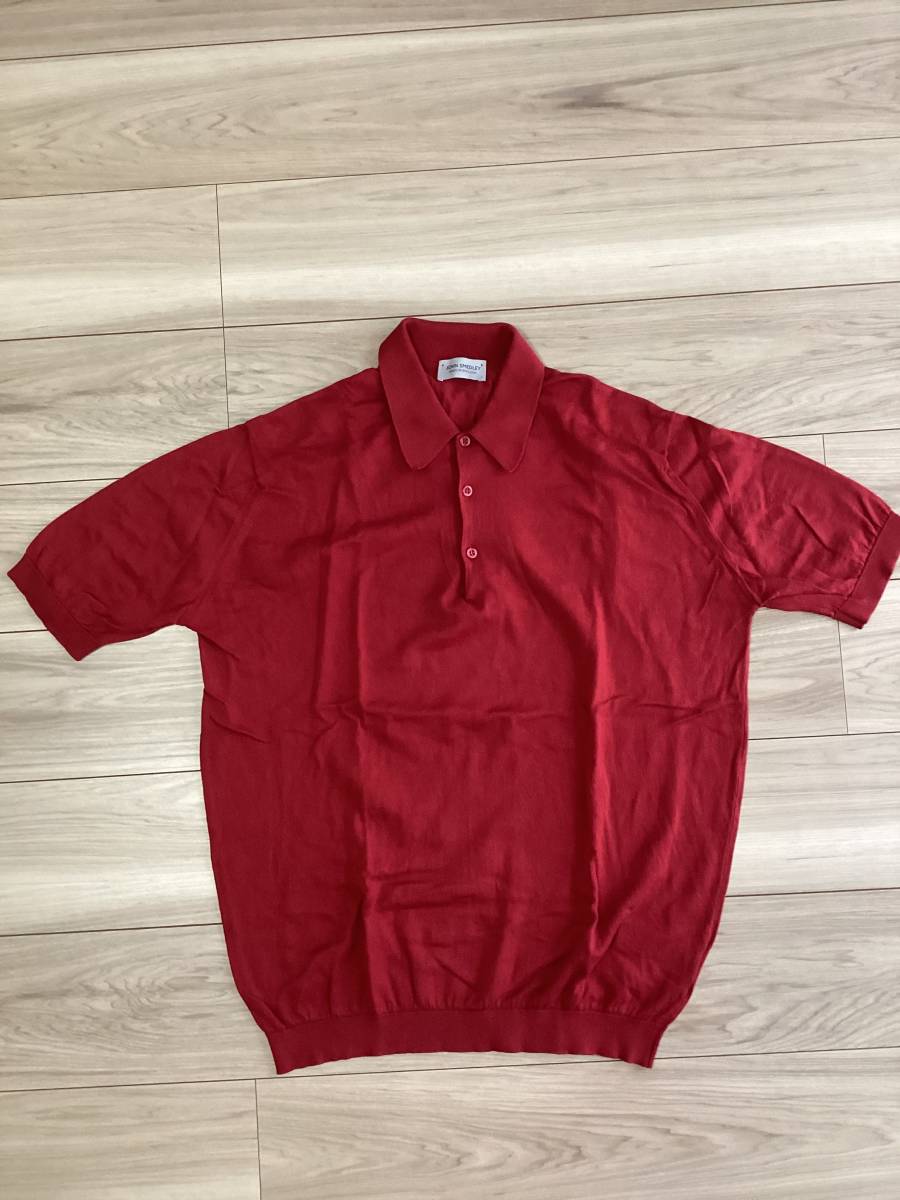 ジョンスメドレー/半袖ポロシャツ　ISISサイズL/イギリス製　JOHN SMEDLEY 赤_画像1