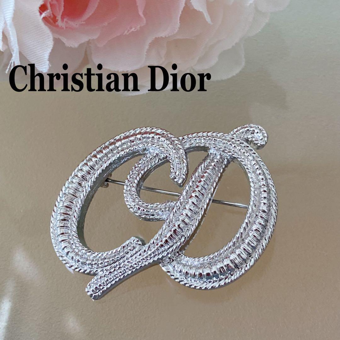 Christian Dior ディオール ブローチ CDロゴ-