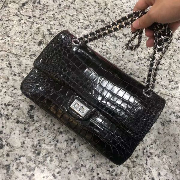  half gloss crocodile leather chain shoulder bag wani leather lady's bag handbag 2WAY diagonal .. shoulder .. chain bag 