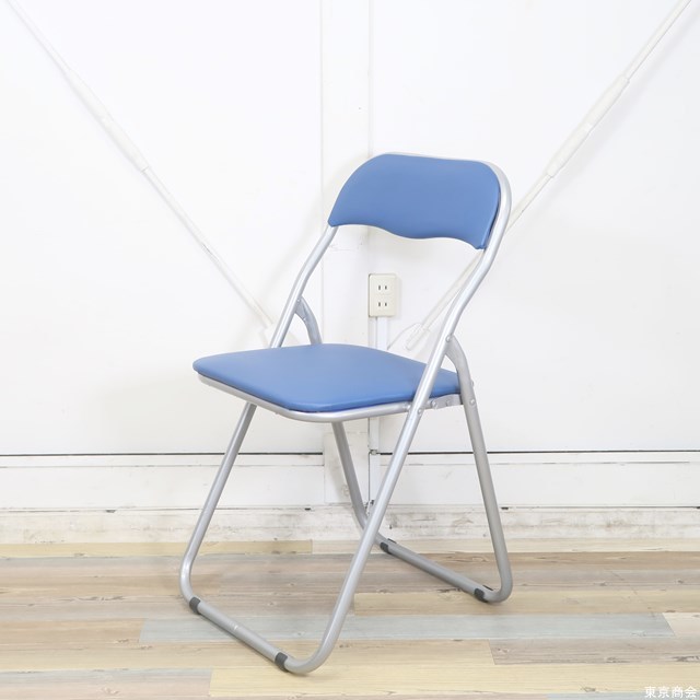 【６脚セット】新品未使用　折りたたみイス　折り畳みイス　パイプ椅子　ブルー　KC-1000_画像1