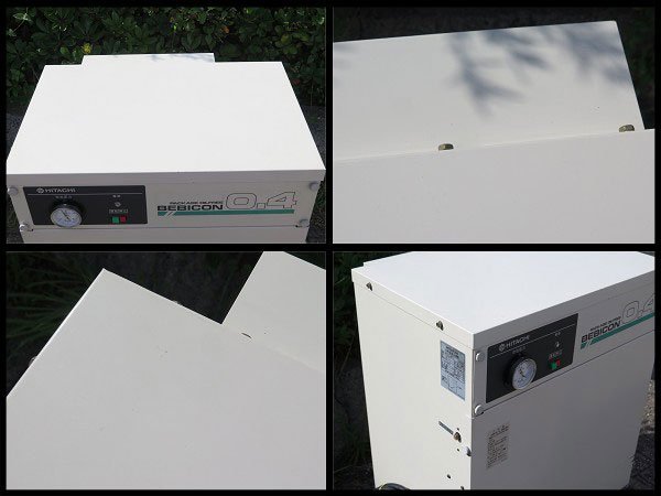 △B) HITACHI/日立工機 オイルフリー ベビコン エアコンプレッサー PO-0.4PTZ 200V 60Hz エアーコンプレッサー/エアーツール_画像3