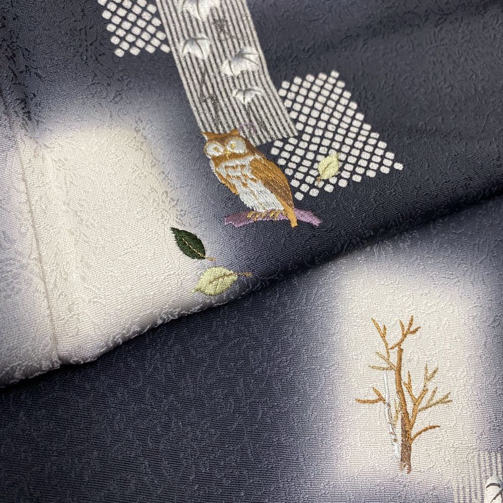 種類豊富な品揃え 着物月花 刺繍 紋意匠 金糸 正絹 未使用品 訪問着 フクロウ ぼかし染 仕立て上がり 種類豊富な品揃え 着物月花 刺繍 紋意匠 金糸 正絹 未使用品 訪問着 フクロウ ぼかし染 仕立て上がり