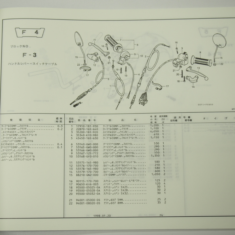 1版ゴリラZ50J-250パーツリスト平成10年1月発行Gorilla_画像3