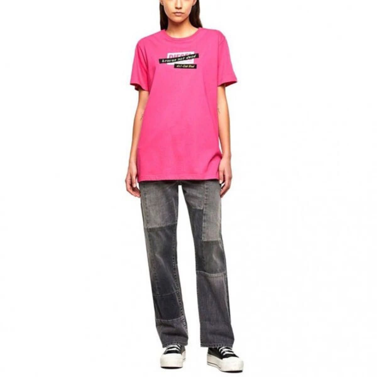 DIESEL TコスTシャツ ピンク 関税送料込 DIESEL ディーゼル 男女兼用 ユニセックス Tシャツ ピンク S
