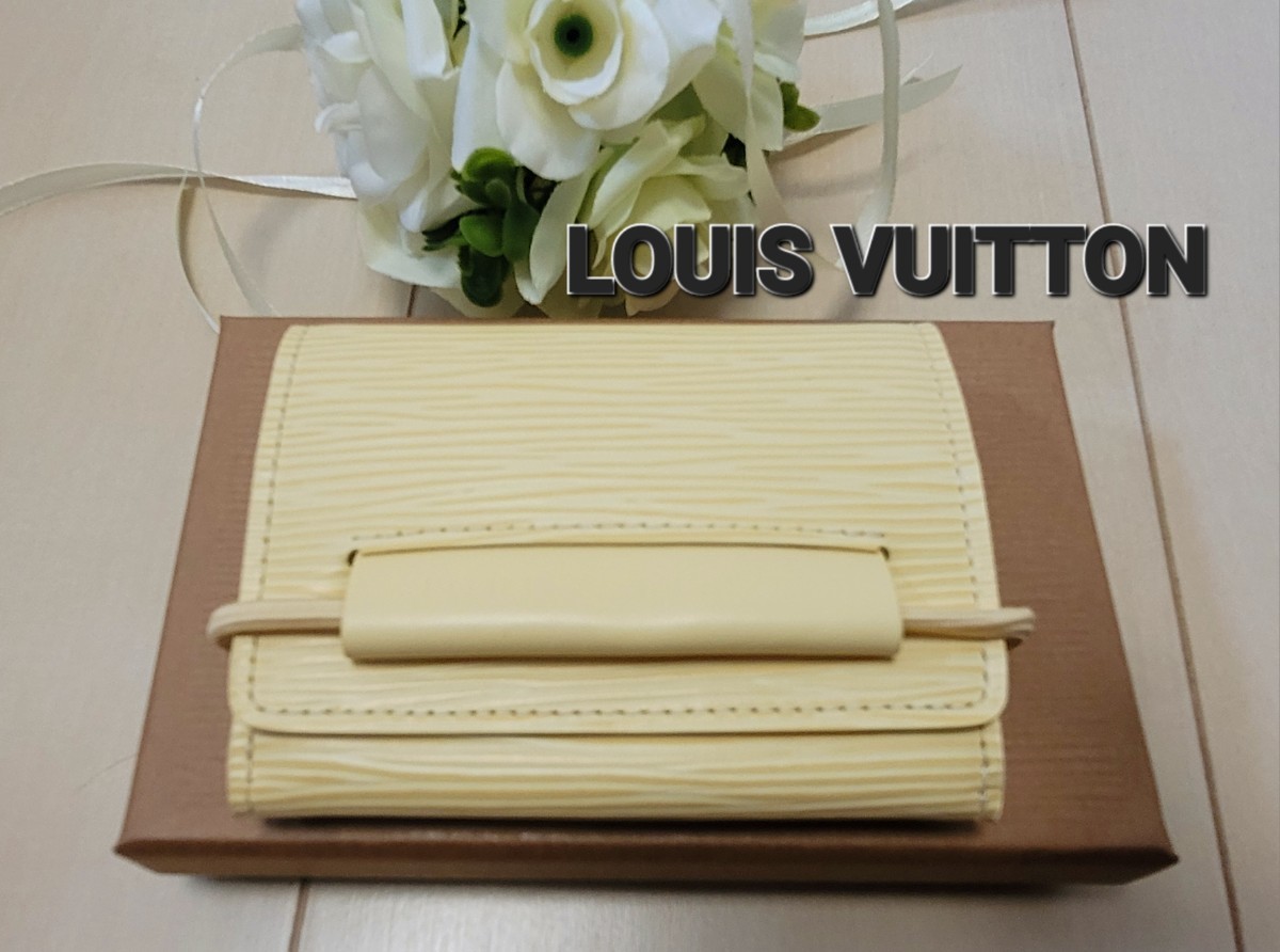 【LOUIS VUITTON】ルイヴィトン 三つ折財布 ポルトフォイユ・エラスティック エピ 外箱 極美品