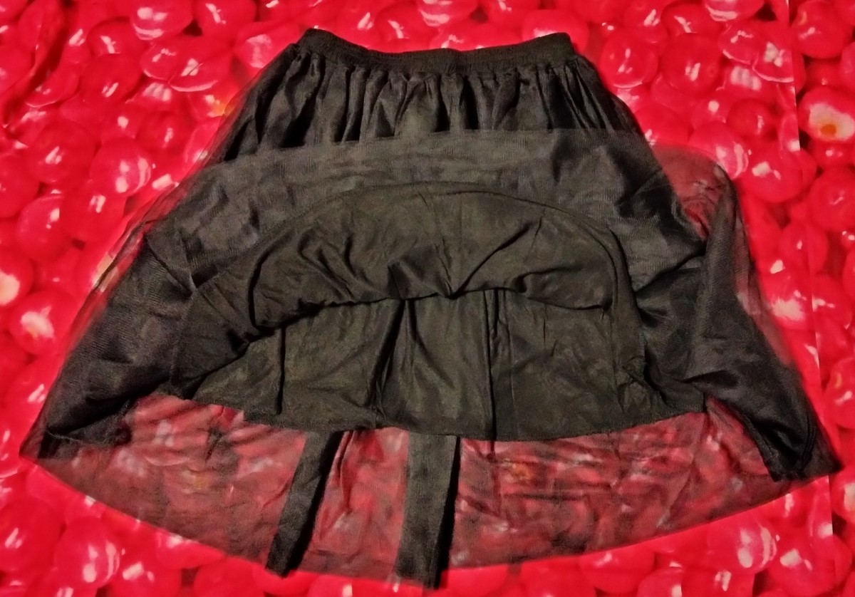 送料230円　チュールレース　スカート　salus　サルース　黒　ブラック　ミニスカート　ワンサイズ_画像2