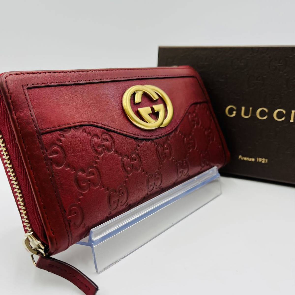 1円《美品》GUCCI グッチ 長財布 ラウンドジップ GGシマ インター