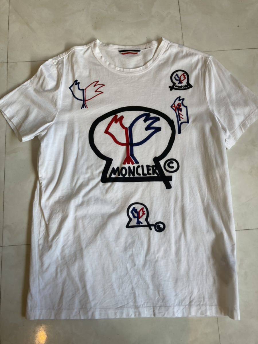 Sサイズ】モンクレール Tシャツ ホワイト MONCLER 半袖 プリントロゴ