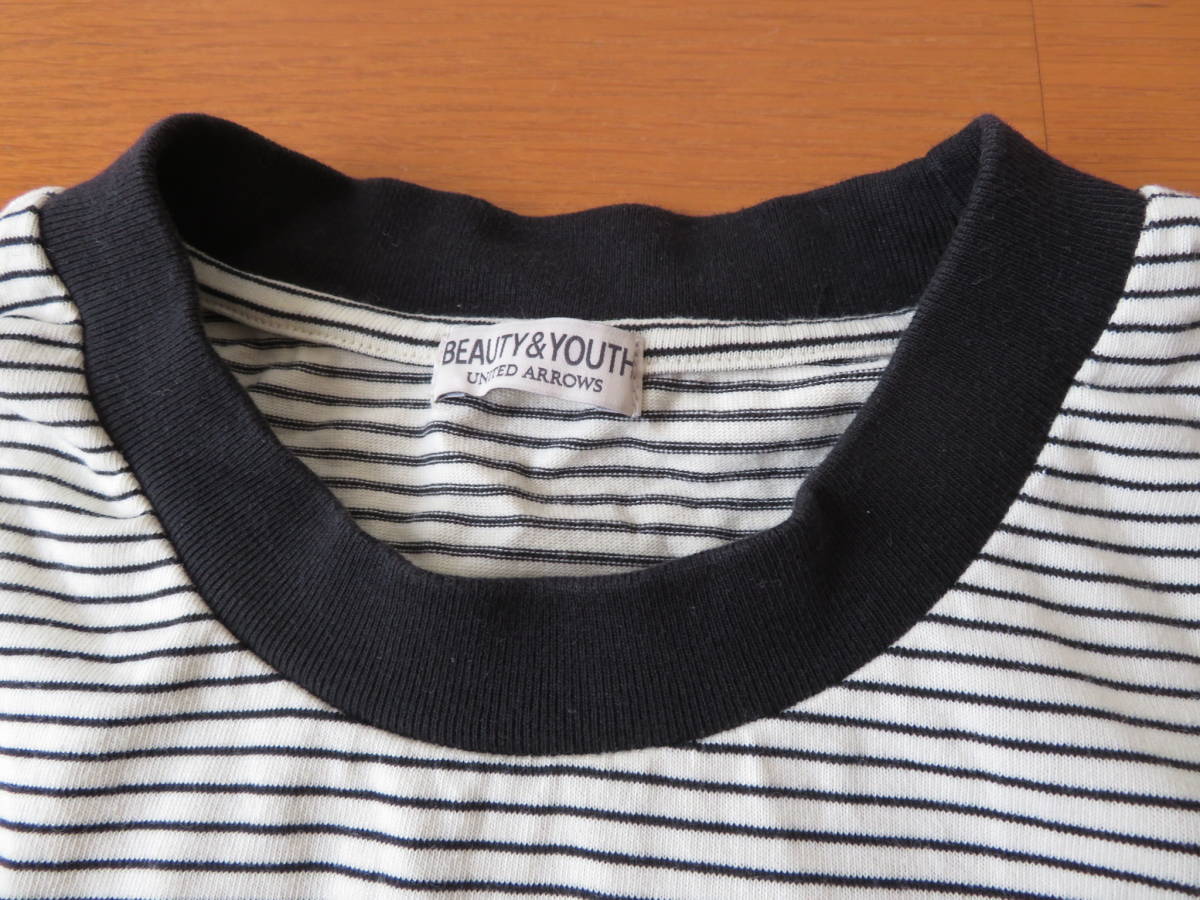 ( beautiful goods )BEAUTY&YOUTH UNITED ARROWS/mi Gin border Lynn ga- T-shirt M CREAM