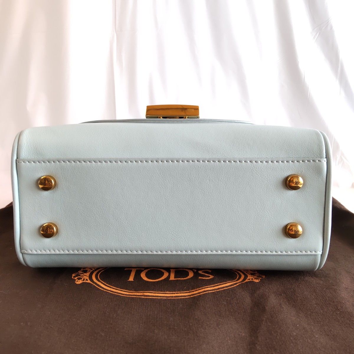★美品★TOD'S トッズ タイムレス ハンドバッグ ミニ ショルダーバッグ 2way ライトブルー 保存袋付