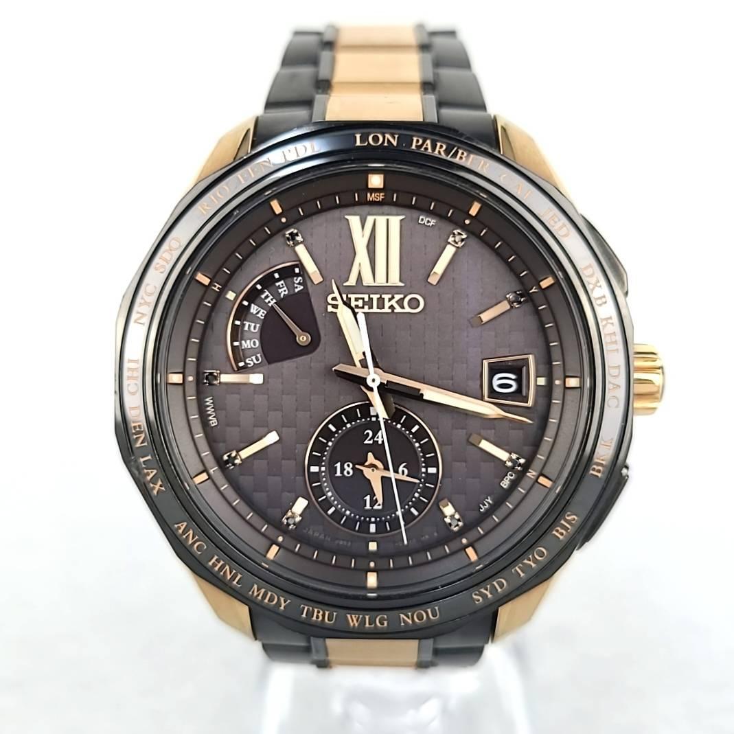 ☆箱付ほぼ新 セイコー SEIKO ブライツ 8B63-0AR0 コマ付 2019限定 400/800 SAGA270 チタン デイデイト 黒文字盤 メンズ腕時計
