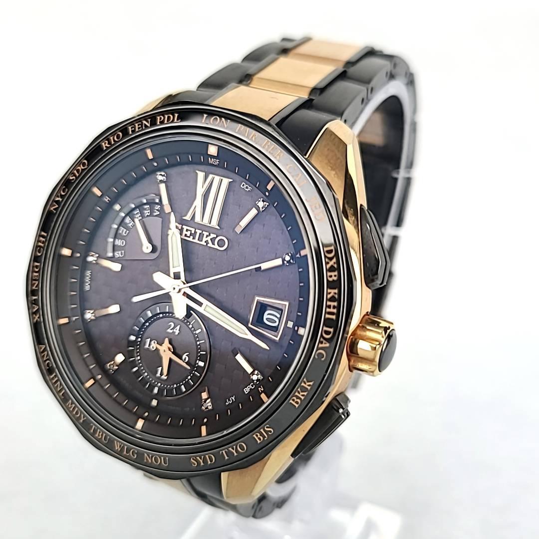 ☆箱付ほぼ新 セイコー SEIKO ブライツ 8B63-0AR0 コマ付 2019限定 400/800 SAGA270 チタン デイデイト 黒文字盤 メンズ腕時計