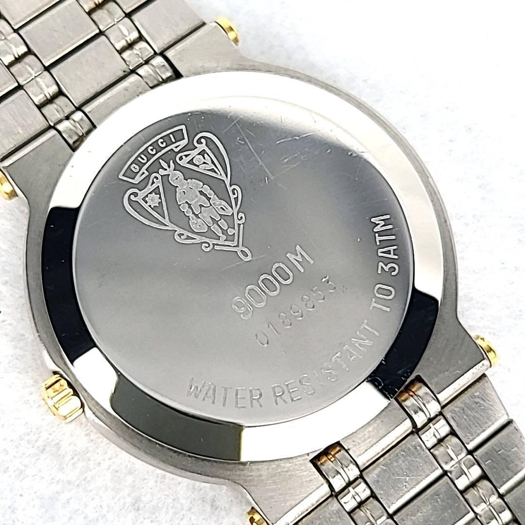 ☆【ほぼ新品】GUCCI グッチ 9000M SS×GP ブラック文字盤 クオーツ 11Pダイヤ ダイヤインデックス マルチカラー ユニセックスモデル