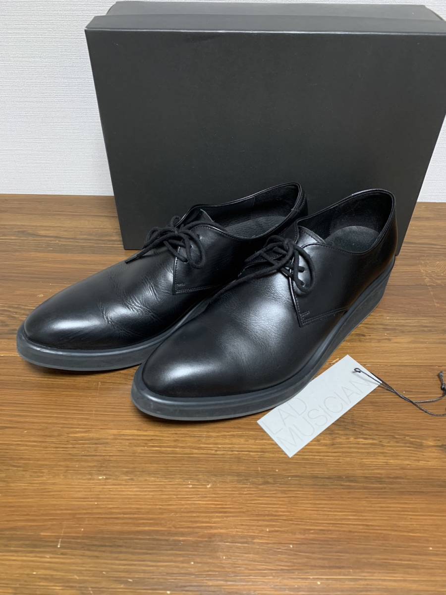 美品☆[LAD MUSICIAN] 定価37,400 PLAIN TOE SHOES プレーントゥシューズ 46 牛革 2119-910 ブラック ラッドミュージシャン_画像1