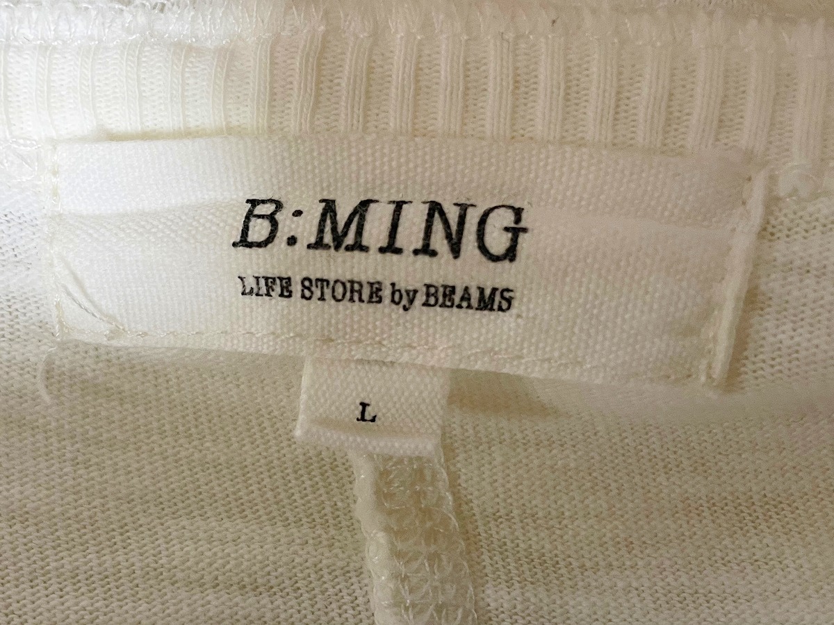  【激安 国内正規品】B:MING LIFE STORE by BEAMS ビーミング ライフストア by ビームス コットン 七分袖 カーディガン L ホワイト系_画像6