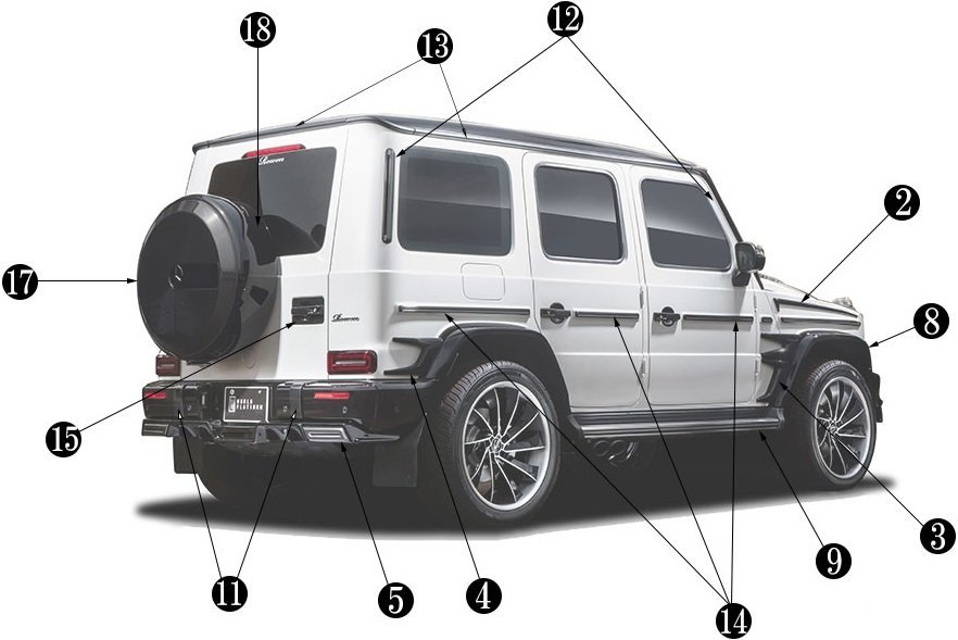 【M’s】 W463A G63 AMG Gクラス (2018.6-) ROWEN ルーフトリム Dry CARBON ロェン ロウェン エアロ パーツ カスタム 部品 外装 1C003E35_画像9