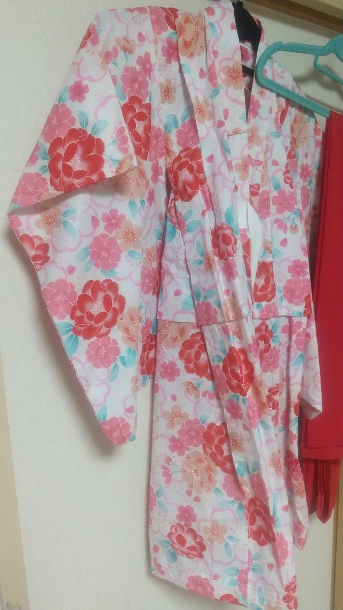 [送料込][新品]帯付/110女児/艶やか可愛い浴衣//