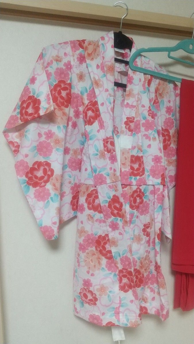 [送料込][新品]帯付/110女児/艶やか可愛い浴衣//