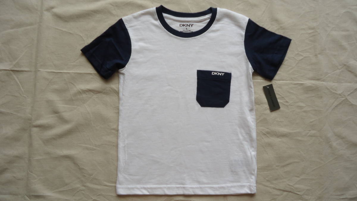 DKNY Jeans детский короткий рукав Lynn ga- футболка белый / темно-синий 5(120) %offti-*ke-*en*wai короткий рукав карман есть футболка letter pack почтовый сервис свет 