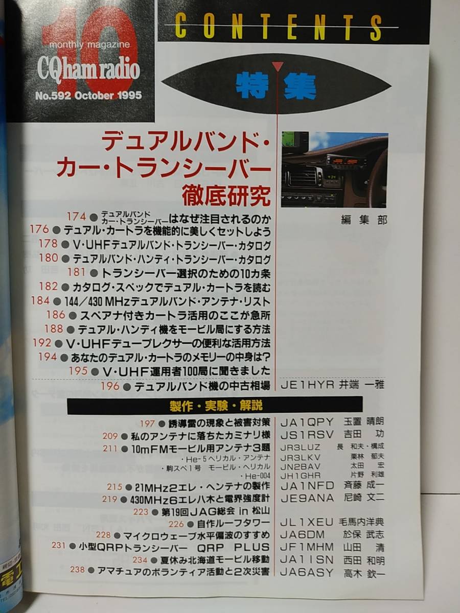 CQ ham radio　1995年10月号　デュアルバンドカートランシーバー徹底研究　430MHz伝搬通信実験結果　誘導雷の現象と被害対策_画像3