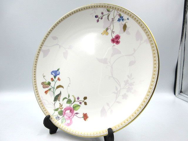 ☆WEDGWOOD ウェッジウッド ローズゴールド プレート 直径約21cm 花柄 皿 未使用 長期保管品 箱無☆