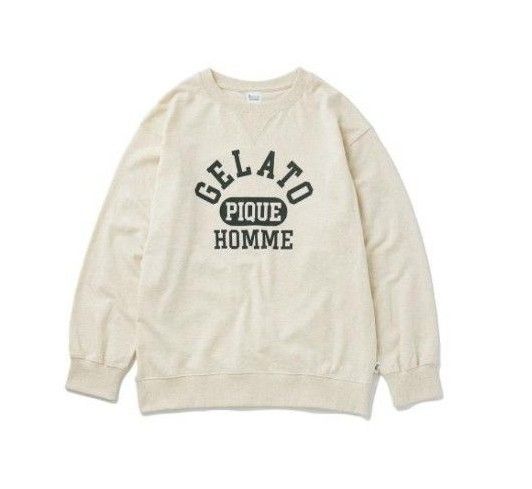 ジェラートピケ gelato pique HOMME カレッジロゴ プルオーバー＆ロングパンツセット アイボリー Ｓ ユニセックス