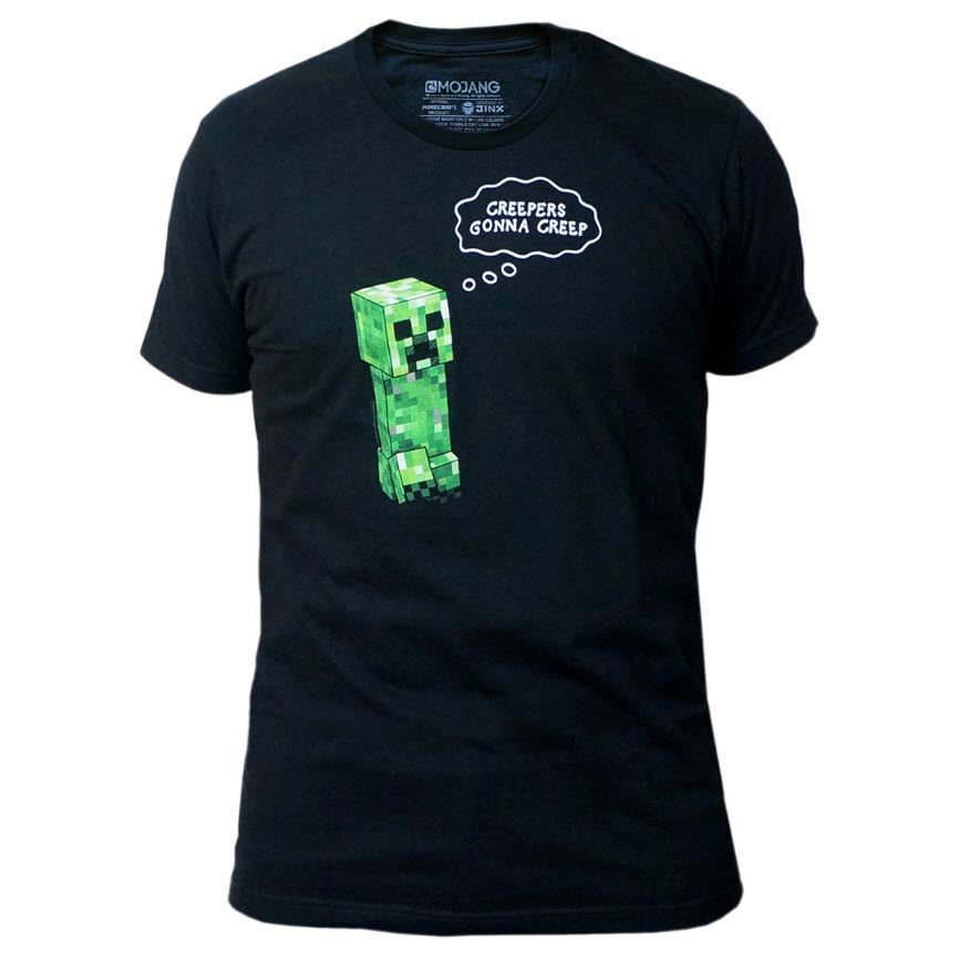 Tシャツ 半袖 Minecraft マインクラフト クリーパー 黒 ロゴ Mサイズ_画像1