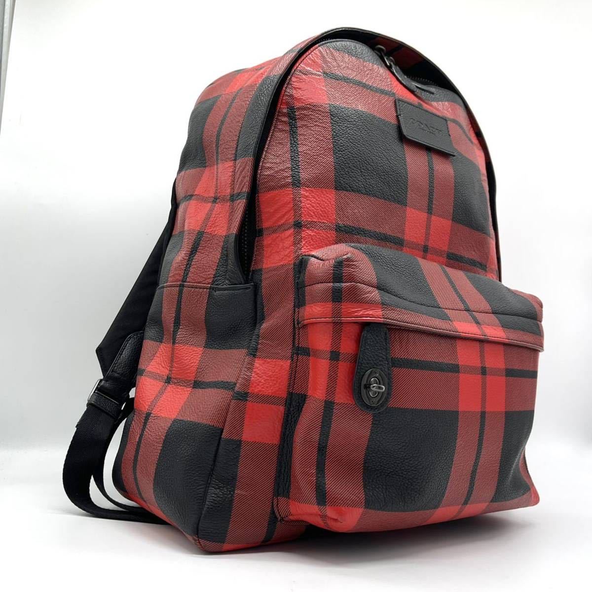 1円〜 極 COACH コーチ メンズ バックパック リュック レザー 本革