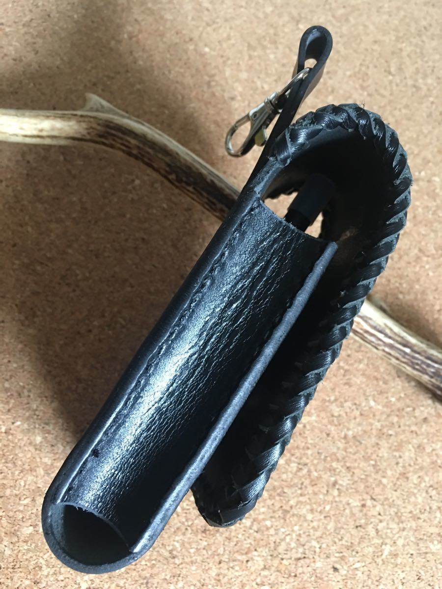 * leather shop ..*p room Tec plume original leather Tochigi saddle leather cow leather hand made hand .. black 2 millimeter knitting Conti .①