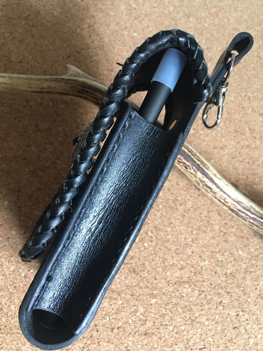 * leather shop ..*p room Tec plume original leather Tochigi saddle leather cow leather hand made hand .. black 2 millimeter knitting Conti .①