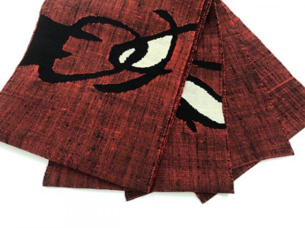 ys6672420; 宗sou 手織り真綿紬抽象模様織出し名古屋帯【リサイクル】【着】_画像7