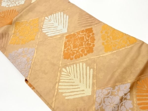 柔らかい ys6688511; 宗sou 檜垣に花菱・松葉模様織出し名古屋帯【リサイクル】【着】 仕立て上がり 柔らかい ys6688511; 宗sou 檜垣に花菱・松葉模様織出し名古屋帯【リサイクル】【着】 仕立て上がり