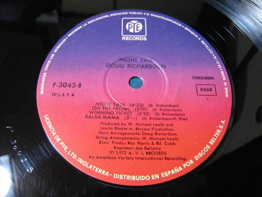 【LP】 DOUG RICHARDSON / NIGHT TALK スペイン盤 ダグ・リチャードソンの画像7