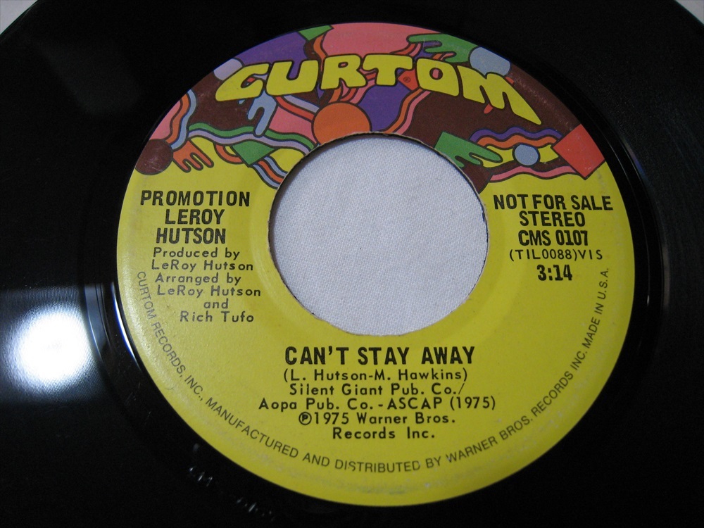 【7”】 LEROY HUTSON / ●プロモ MONO/STEREO● CAN'T STAY AWAY US盤 リロイ・ハトソン キャント・ステイ・アウェイ_画像3