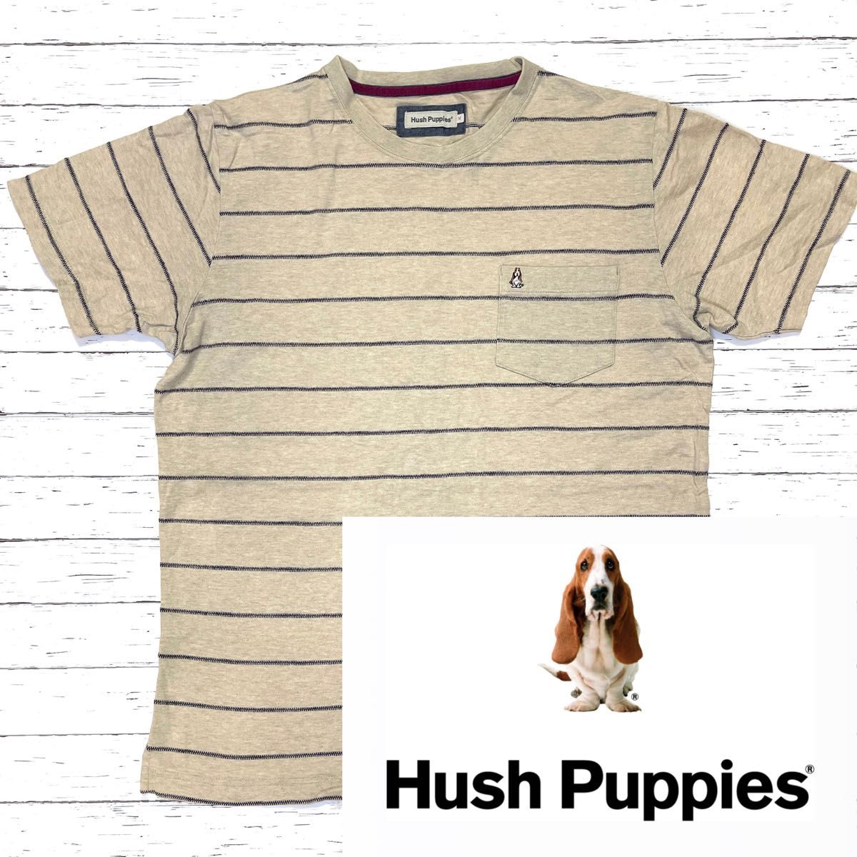 値下げ【Hush Puppies】ハッシュパピー　胸ポケット　ボーダー　Tシャツ