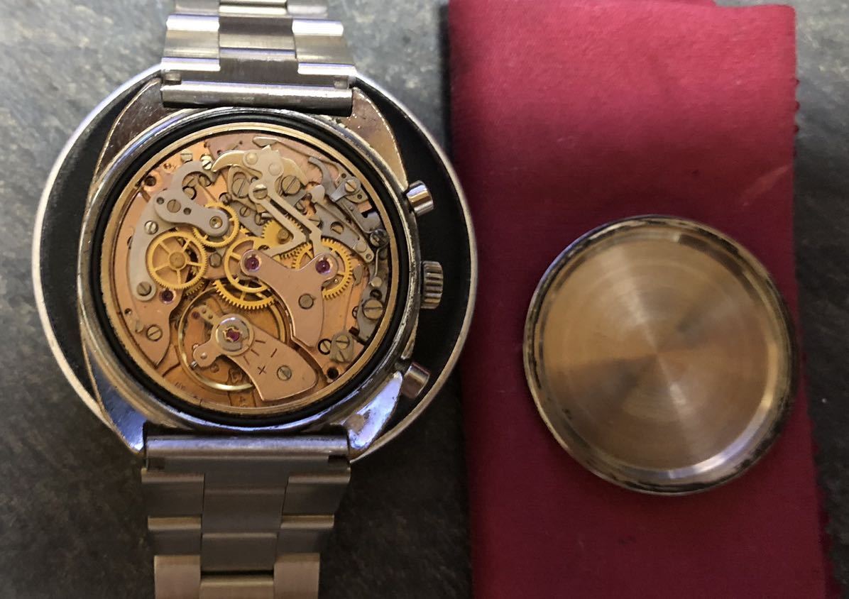 [希少 レア]vintage mechanical chronograph 1960’s REGENCY 機械式手巻き パンダ クロノグラフ スイス製ムーブ Landeron149ランデロン149_画像9