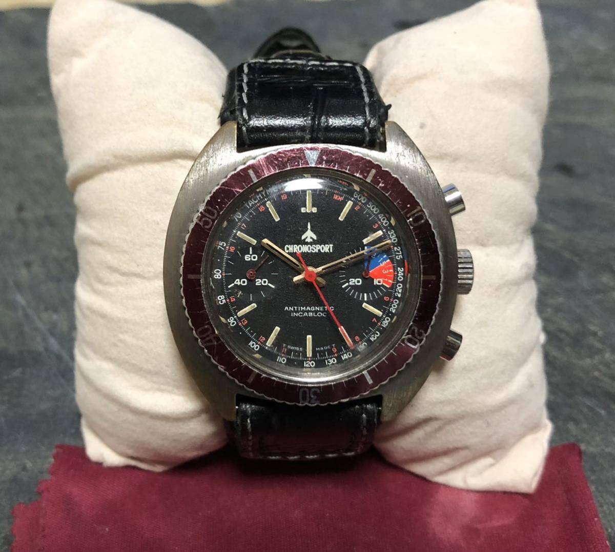 希少】vintage mechanical chronograph 1960's chronosport クロノ