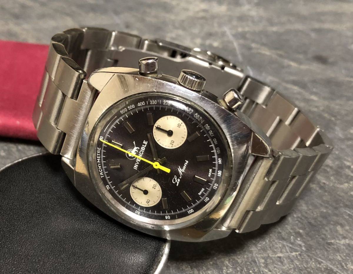 [希少 美品]vintage mechanical chronograph 1970’s invencible INVENCIBLEスイス製機械式手巻 クロノグラフ valjoux7733 バルジュー搭載
