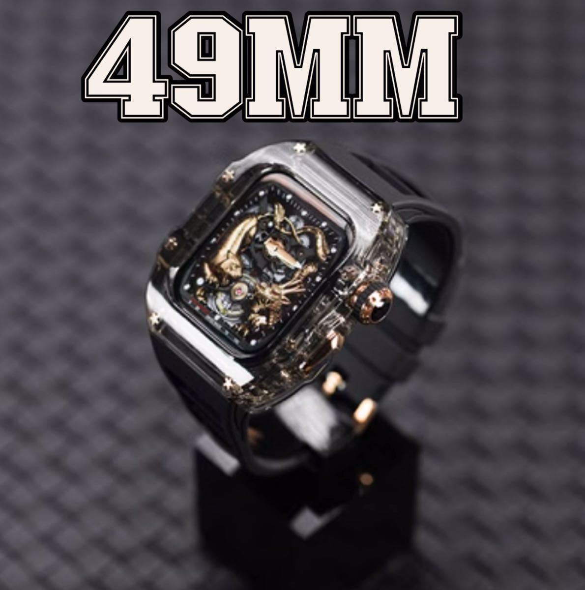 Apple Watch カバー　ケース　アップルウォッチ　ultra ラバー　ベルト　バンド　49mm ウルトラ　ブラック