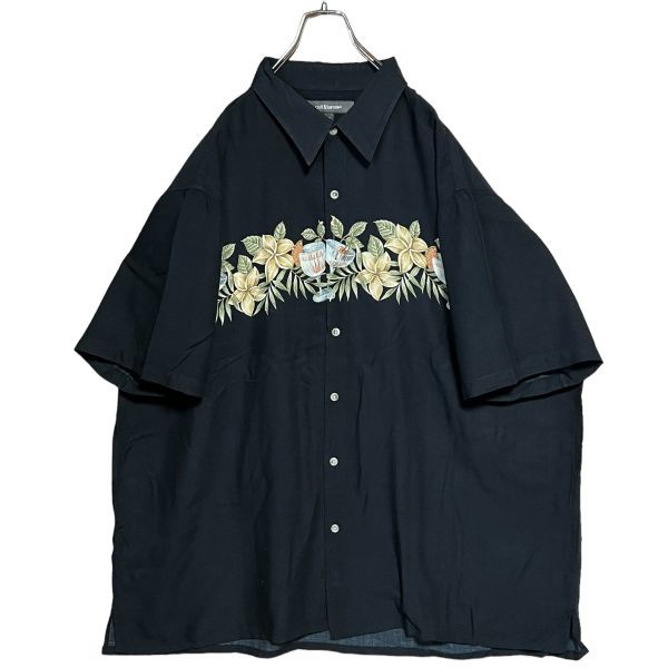 ★前後カクテルグラスプリント★croft&barrow 半袖シャツ XXL 50'Sスタイル ロカビリーロックンロール古着 クリーニング プレス済み 0786_画像6