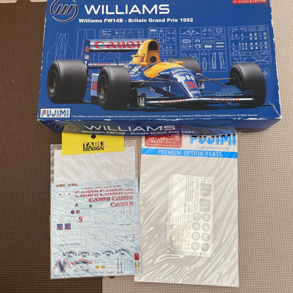 フジミ　ウィリアムズ FW14B ルノー イギリスGP 1992 （1/20スケール GP 17）未組立 ＋専用のEP＋TABUデザインD_画像1