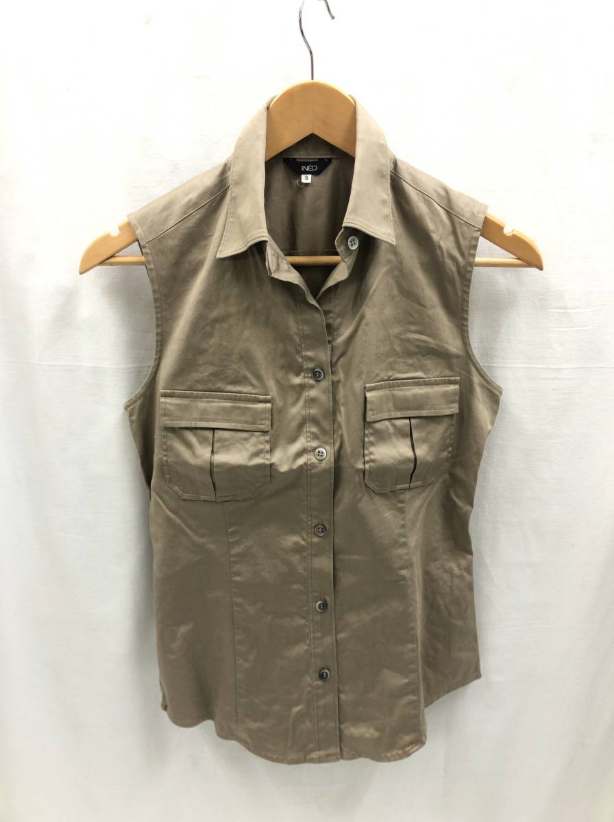 INED sleeveless shirt lady's 9 light brown beige Ined 23071801
