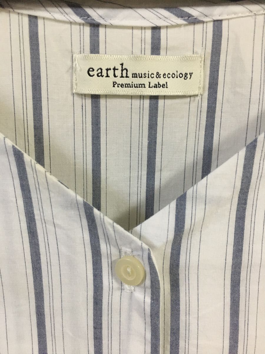 earth music&ecology アース　ストライプ　 半袖ブラウス　カットソー　シャツブラウス