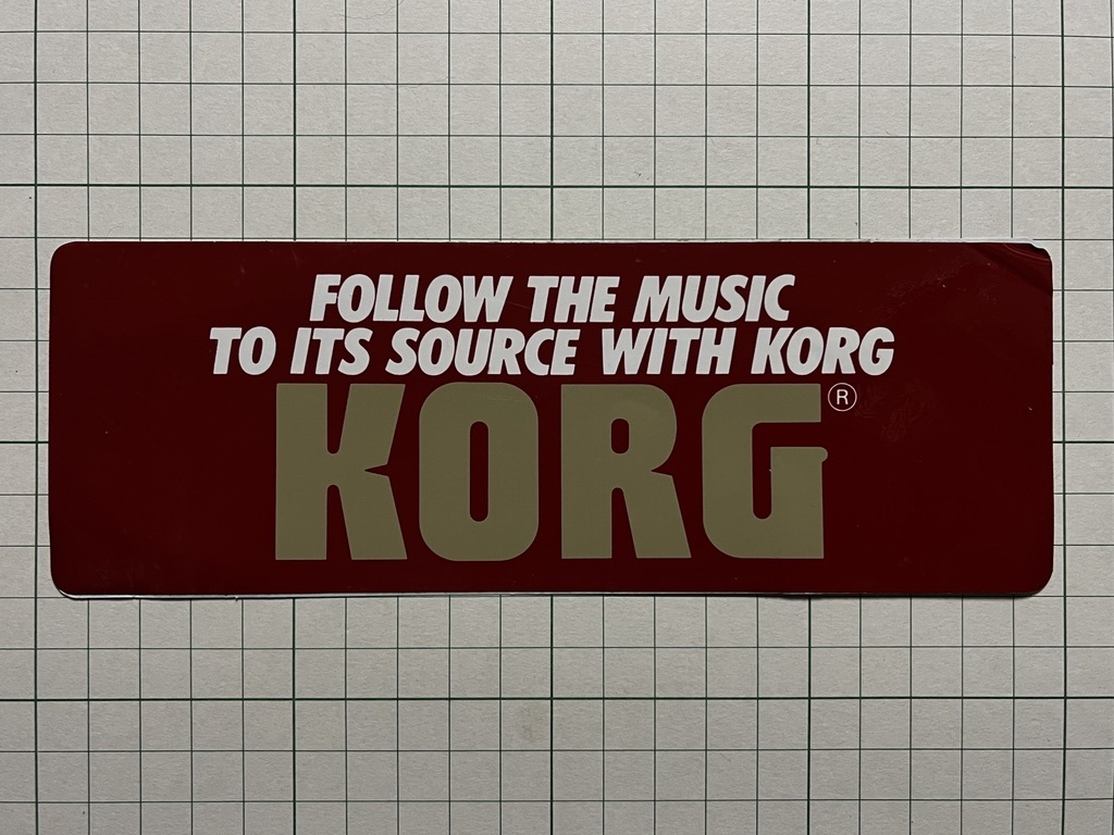 外国 古いステッカー：KORG コルグ 【折れあり】FOLLOW THE MUSIC... シンセサイザー 音楽 キーボード 音響 ビンテージ 海外 +Af_画像1